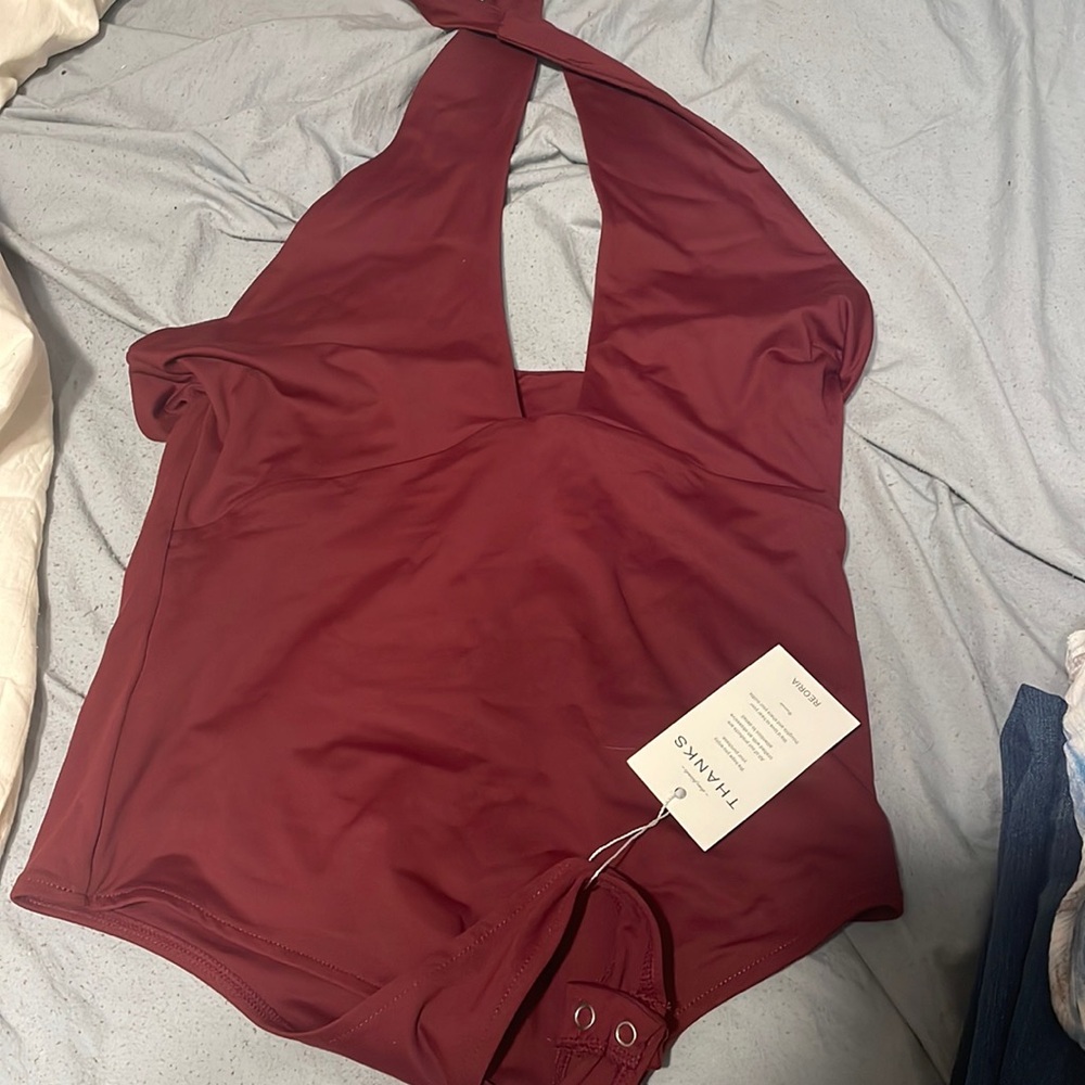 Deep chest cross tie body suit top